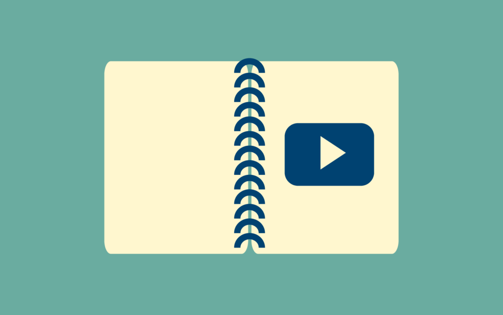 Illustration of YouTube logo on a spiral notebook