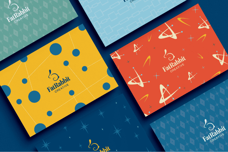 FatRabbit Creative's colorful business cards with retro branding