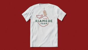 Riamede Logo on a white t shirt