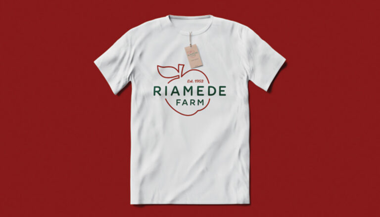 Riamede Logo on a white t shirt
