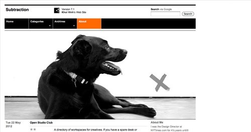 Screenshot of the Subtraction homepage