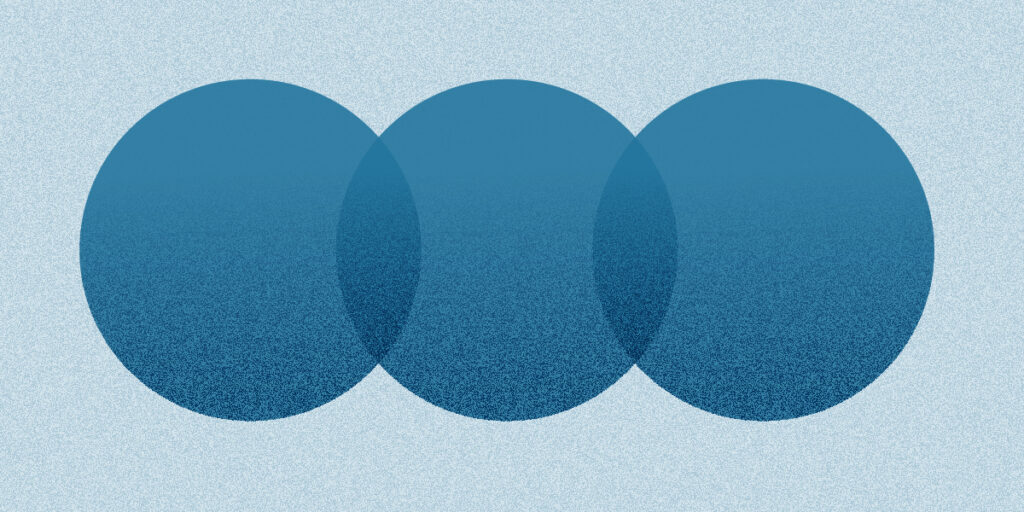 Illustration of overlapping blue circles on a light blue background