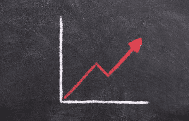 Photo of graph showing upward pointing arrow