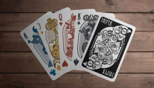 hand illustrated designs on a new card game